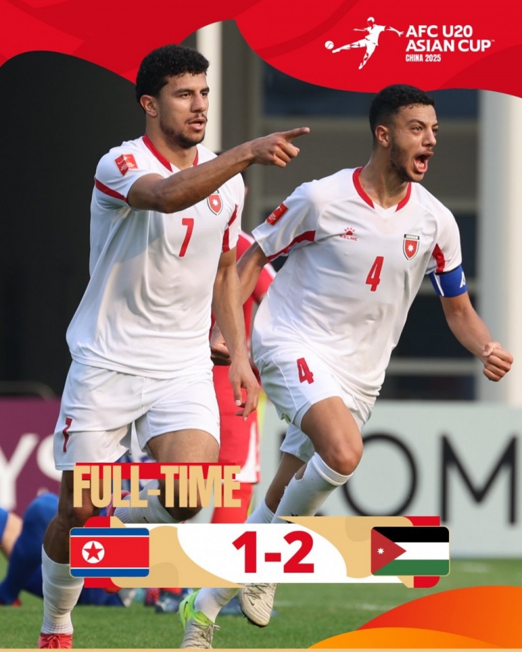  U20亞洲杯B組：朝鮮1-2不敵約旦，兩輪1分暫列B組末尾