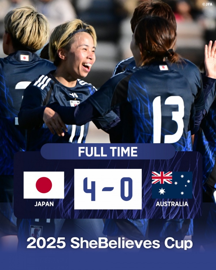  熱身賽日本女足4-0澳大利亞女足，田中美南2射1傳&長谷川唯任隊長