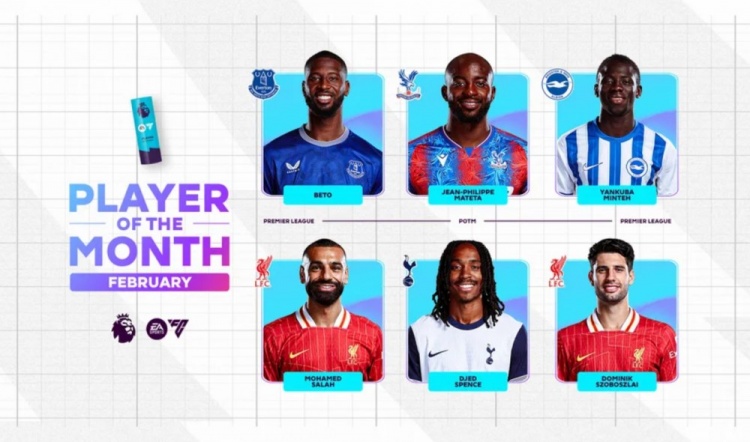  英超2月最佳候選：貝托、馬特塔、明特、薩拉赫、斯賓塞、索博