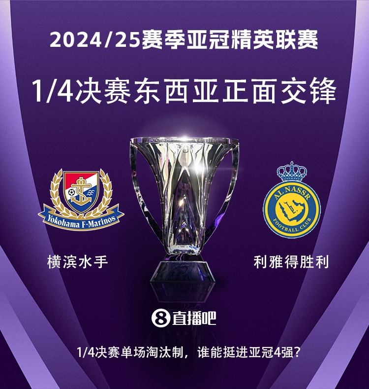  亞冠1/4決賽對(duì)陣：利雅得勝利vs橫濱水手，C羅vs安德森-洛佩斯！