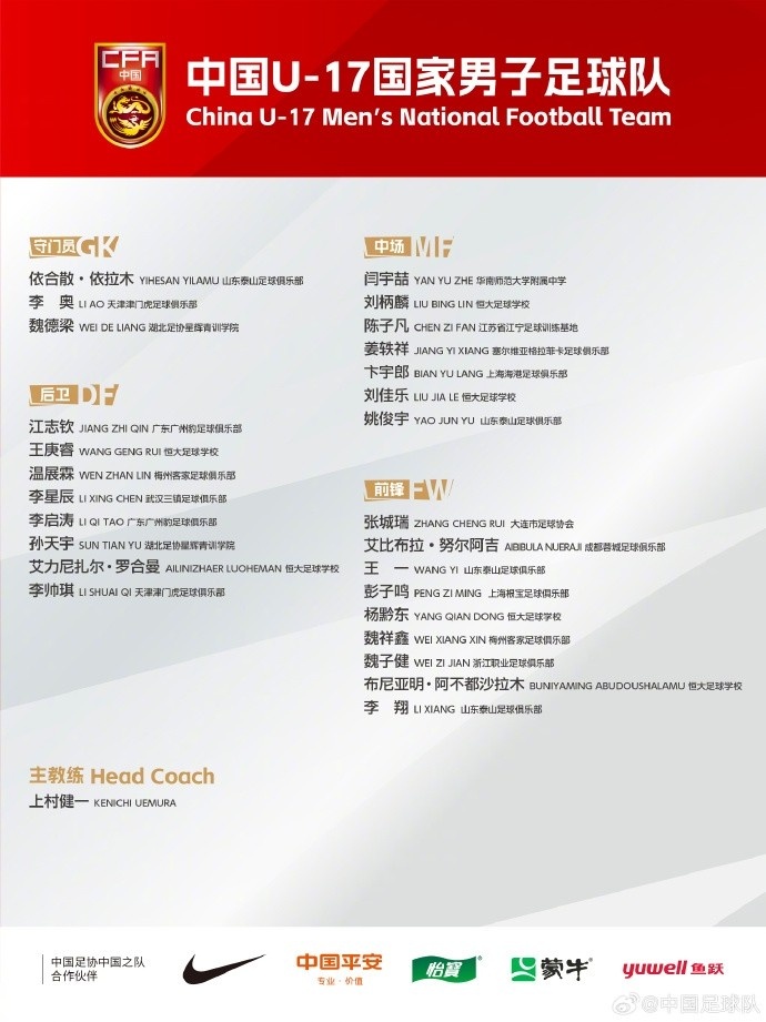  北青體育：U17國(guó)足落選球員彭子鳴、李星辰、陳子凡仍留隊(duì)合練