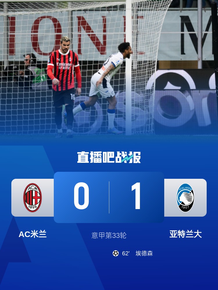  米蘭雙雄本輪均0-1輸球，周中意杯半決賽次回合再對決